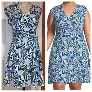 Lands' End | Dresses | Lands End Tropical Angel Fish Faux Wrap Cotton Modal Casual  Dress Sz S 68 | Poshmark